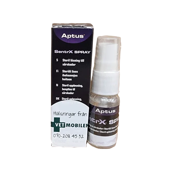 Aptus SentrX spray är en sårspray för hund och katt. 15 ml. Finns att köpa i Vetbutiken.