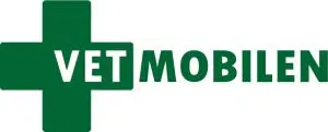 Grön logotype där det står Vetmobilen i ett grönt kors.