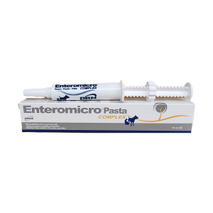 Tub med Enteromicro complex pasta, 15 ml, som används vid mag-tarmbesvär. Den går att köpa på Vetbutiken.